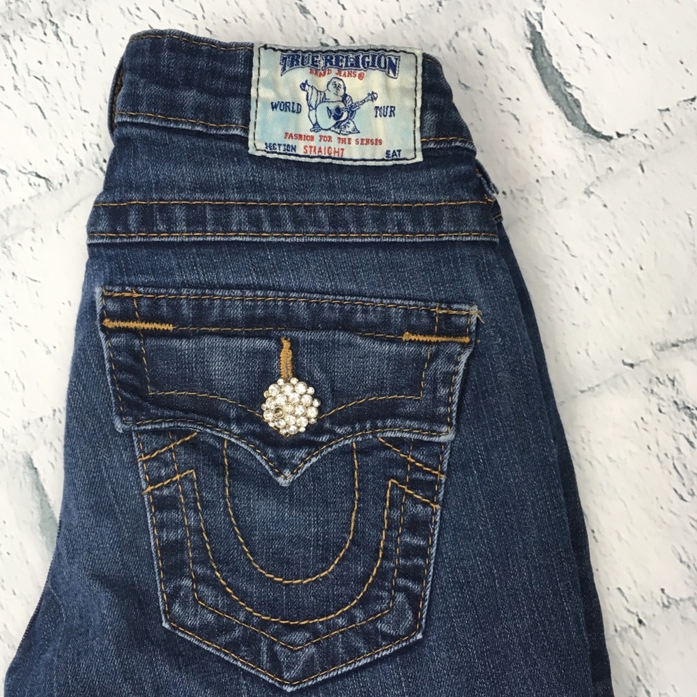 True Religion Bling Button Straight Leg Size 24